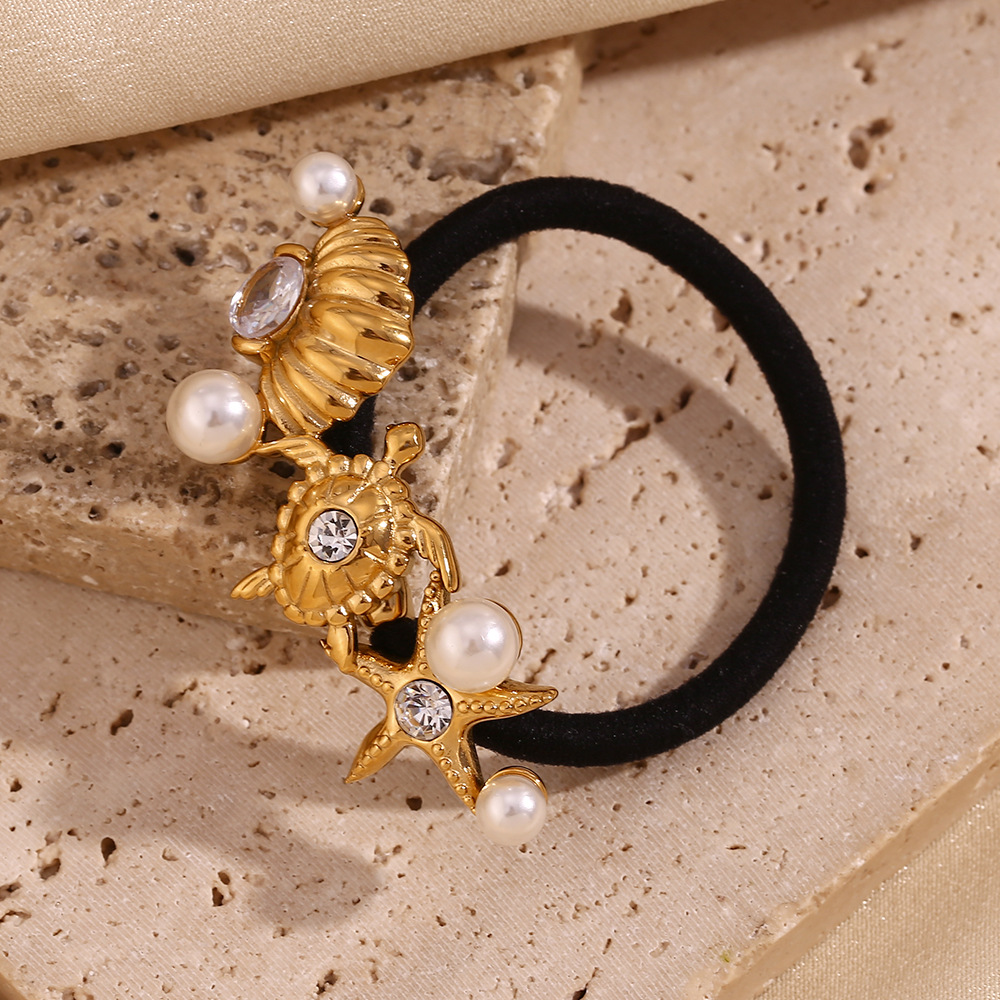 Corda per capelli di animali marini placcata in oro, corda per capelli unisex, design di nicchia esplosivo, coordinata con tutti gli accessori, in acciaio inossidabile_voghion.com