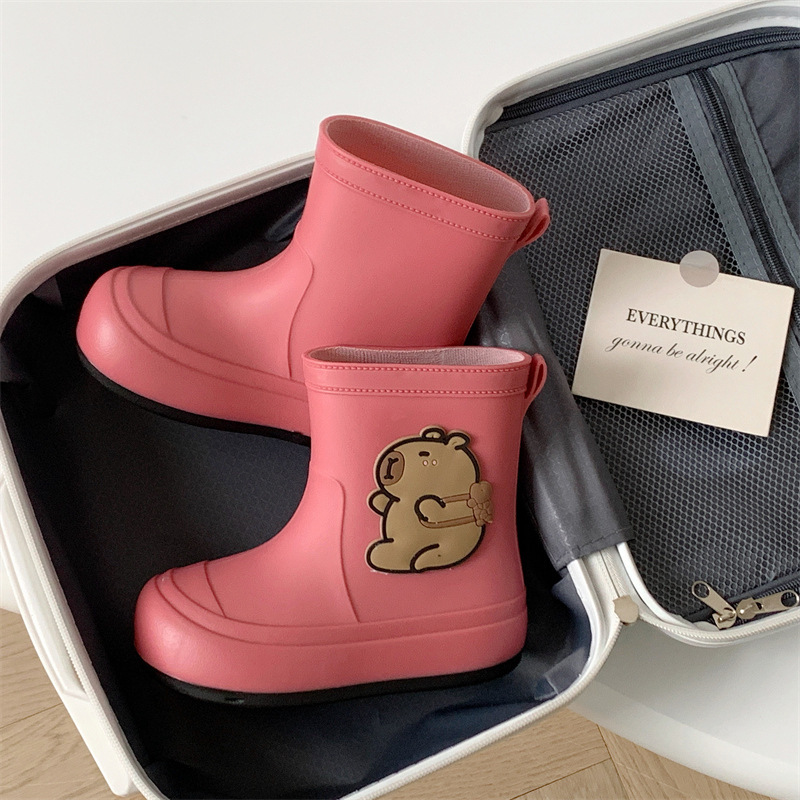 夏のかわいいカピバラ子供雨靴アウトドア学生水靴レジャー水遊び滑り止め中筒親子雨|undefined