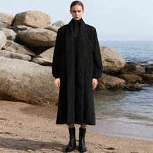 法式气质长袖宽松菱形外套2025秋季新款高级感显瘦黑色风衣女式潮