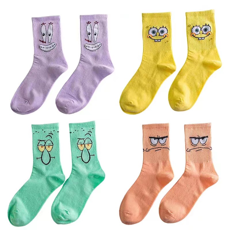 Socks women's cross-border Amazon couple colorful cartoon stockings autumn and winter Sponge Baby Funny mid-calf length socks
