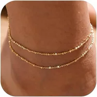 Амазонка Женские ножные браслеты 14K золото/посеребренная мода богемный набор ножных браслетов Регулируемый нежный и милый