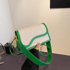 今年流行跨境包包女2024新款時尚撞色拼接單肩斜挎包手提小方包