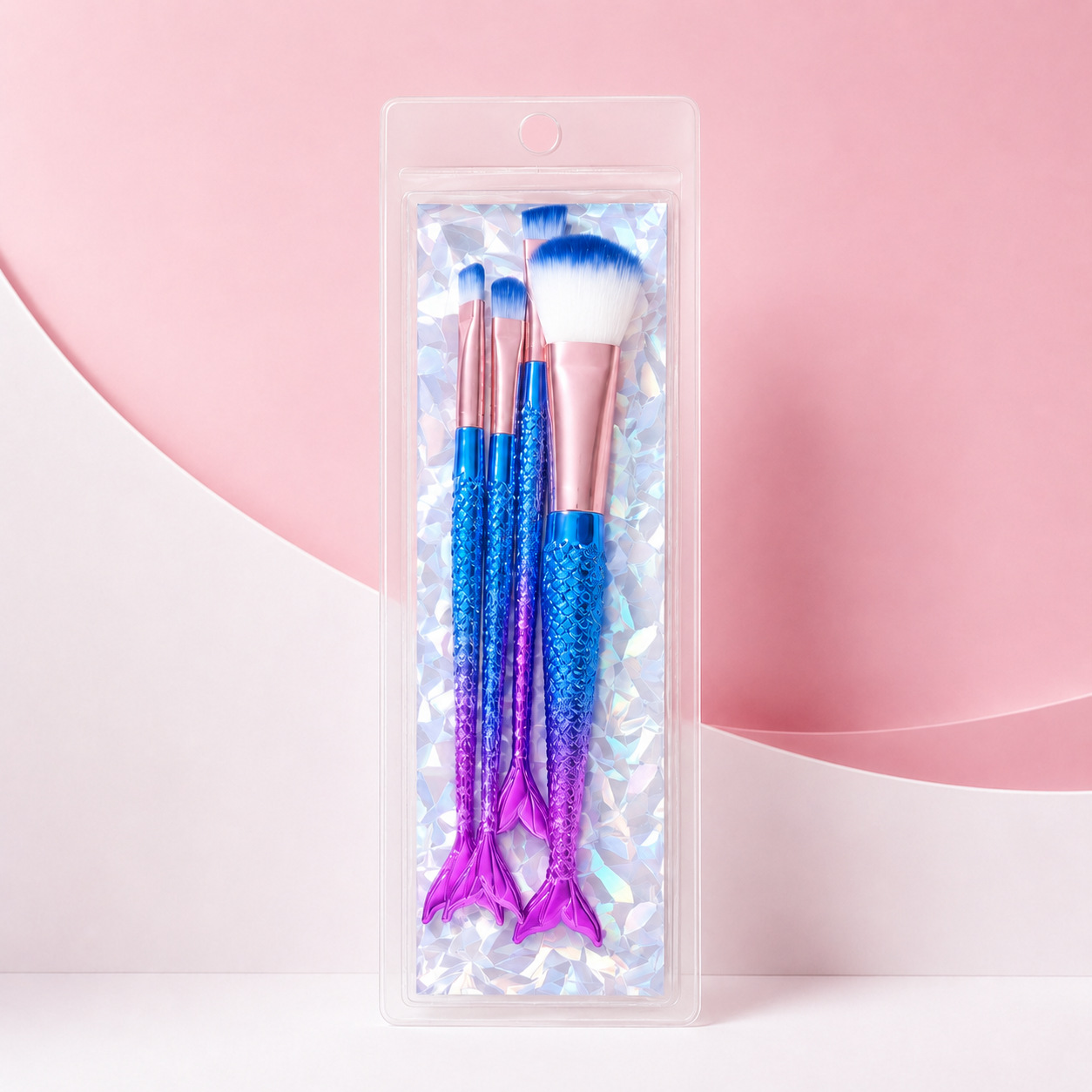 Set de 4 brochas de maquillaje sirena para venta internacional - Azul oscuro