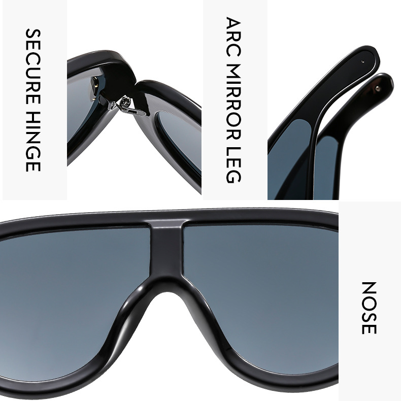 New large frame integrated lens fashionable punk futuristic sunglasses, ins sunglasses_voghion.com