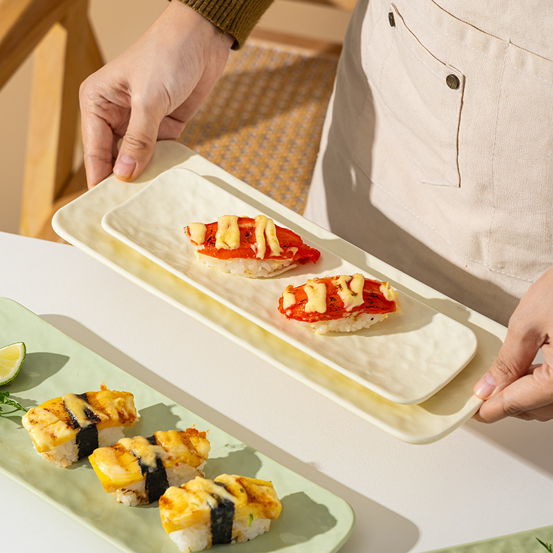 Rectangular ceramic plate Japanese food presentation creative sushi…