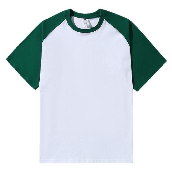 230G Raglan T-shirt Cotton Short Sleeve Men's Contrast Fashion Brand Hong Kong Style Crewneck Casual Half Sleeve Backing Shirt American Custom T