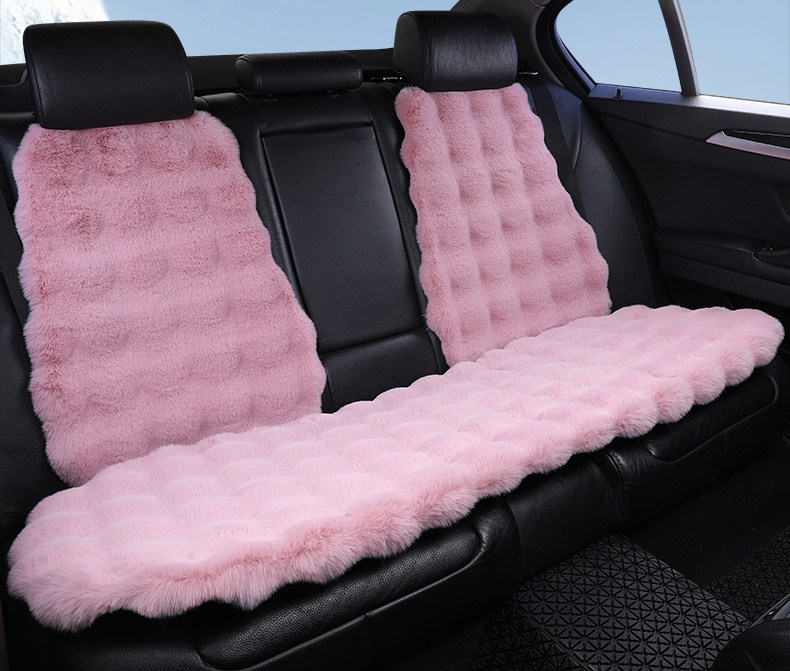 temu Amazon new bubble velvet car cushion rabbit plush warm winter three-piece plush