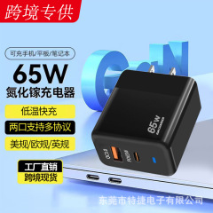 クロスボーダー窒化ガリウム充電ヘッド急速充電二口携帯電話タブレットノートパソコンPD65W窒化ガリウム充電器