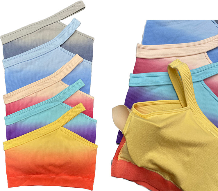 Casual Gradient Color Nylon Halter Neck Active Sets T-shirt Leggings display picture 29