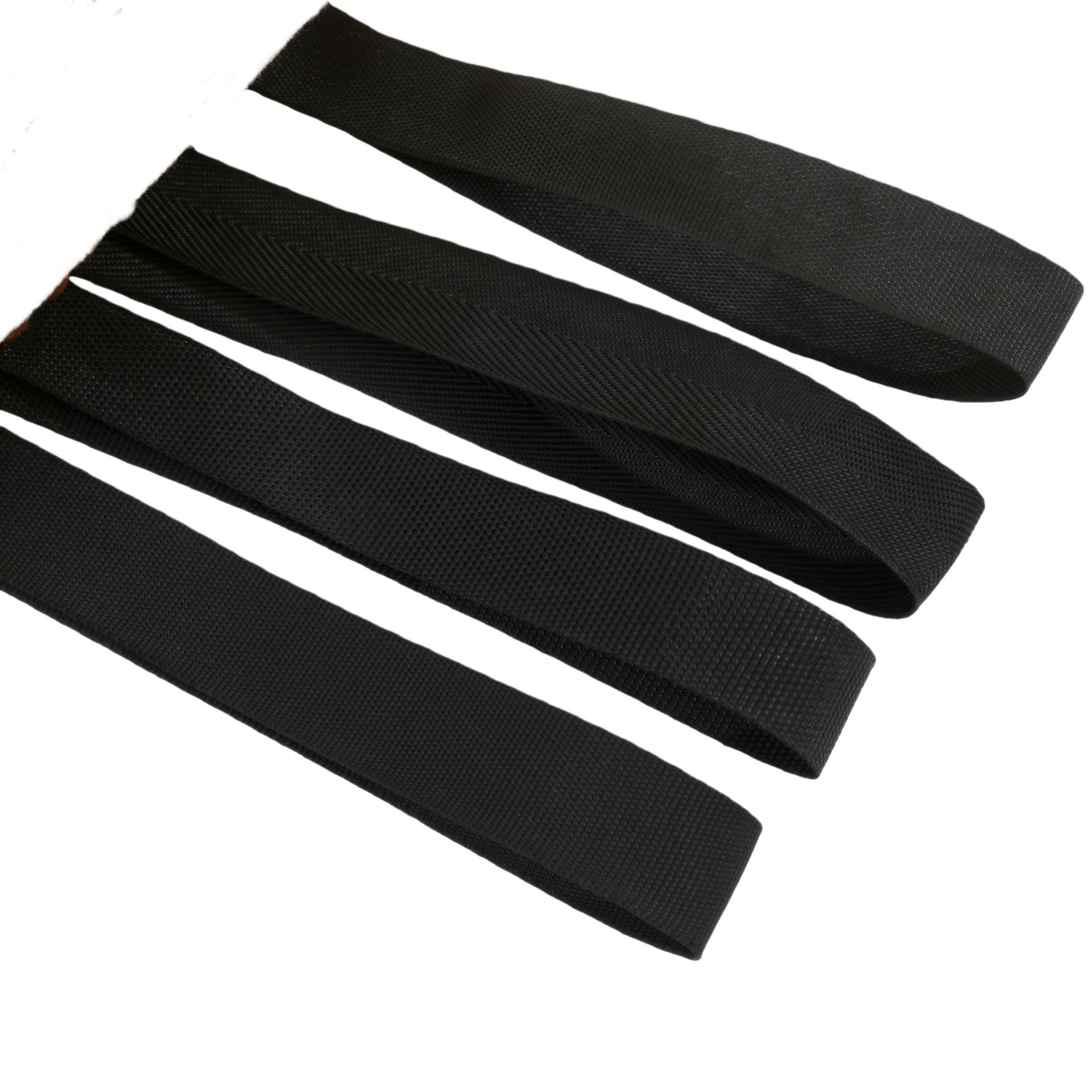 Stock blanco y negro color polipropileno PP banda de borde 300d - 900d plana herringbone banda de tejido accesorios de bolsas