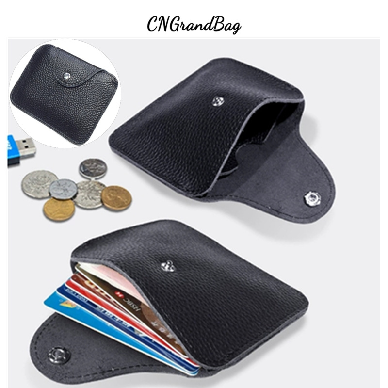 跨境按扣零钱卡包头层牛皮耳机口红收纳皮套新款简约礼品硬币小袋