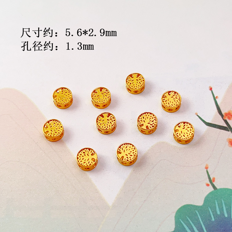 S925 Silver Gold-Plated Brushed Spacer Beads Barrel Beads Round Beads Bamboo Accessories Bracelet Necklace Charms DIY Semi-Finished Accessories New