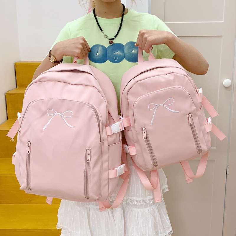 韓国ランドセル女子大生高校生おしゃれカジュアルリボンリュック中学生大容量リュックトレンド|undefined