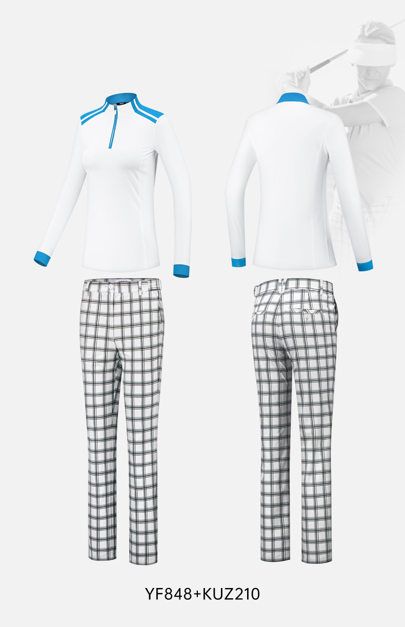 Áo polo dài tay đồng phục golf in logo miễn phí — Bộ đồ caddie nữ [Quần trên màu xanh nhạt] YF848 KUZ210/209, Bộ đồ caddie nữ [quần áo màu xanh nhạt] YF851 KUZ210/209, Bộ đồ cùng mẫu cho nam tùy chỉnh, Bộ đồ caddie nữ [quần áo màu xanh] YF850 KUZ210/209 chi tiết 80