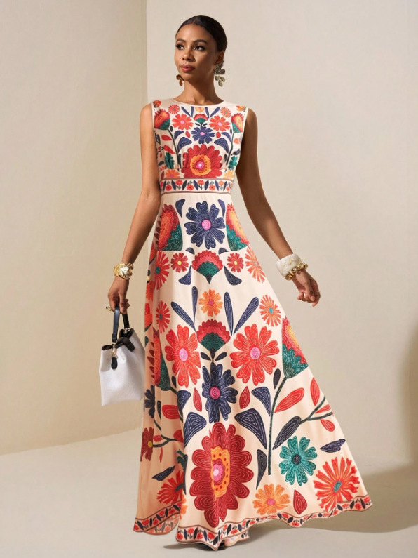 Women's Clothing Summer Women's Bohemian Style Tropical Rainforest Print Dress For Formal & Casual For Women_ecoleips.com