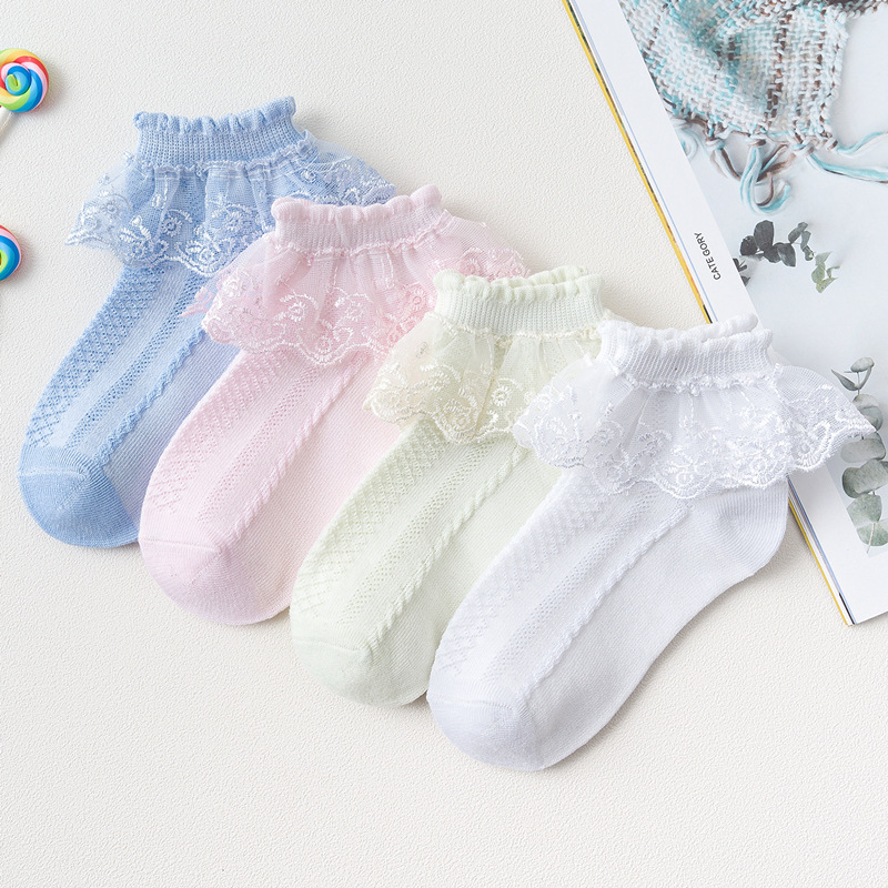 Baby Girl Socks Summer Thin Children's Short Socks Girls Latin Dance Socks Lace Cotton Socks Boat Socks for Women