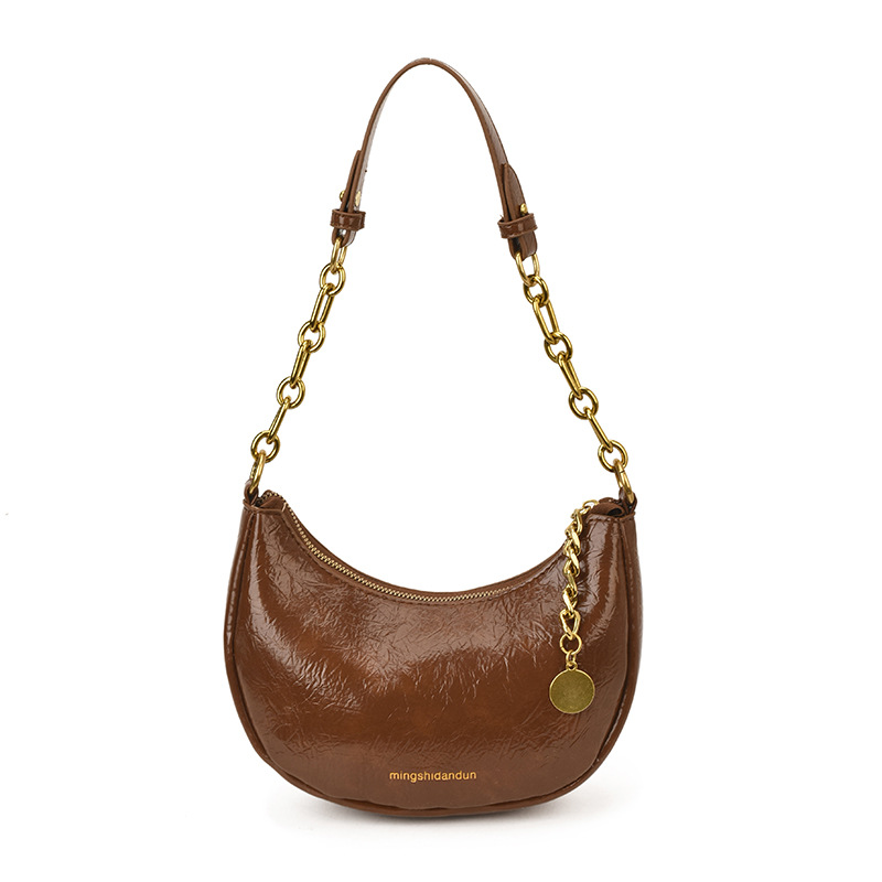 Bolsa de media luna de aire de alto nivel, bolsa de brazo para mujeres 2025, nuevo invierno de moda universal, cadena de hombro, bolsa de tramo inclinada