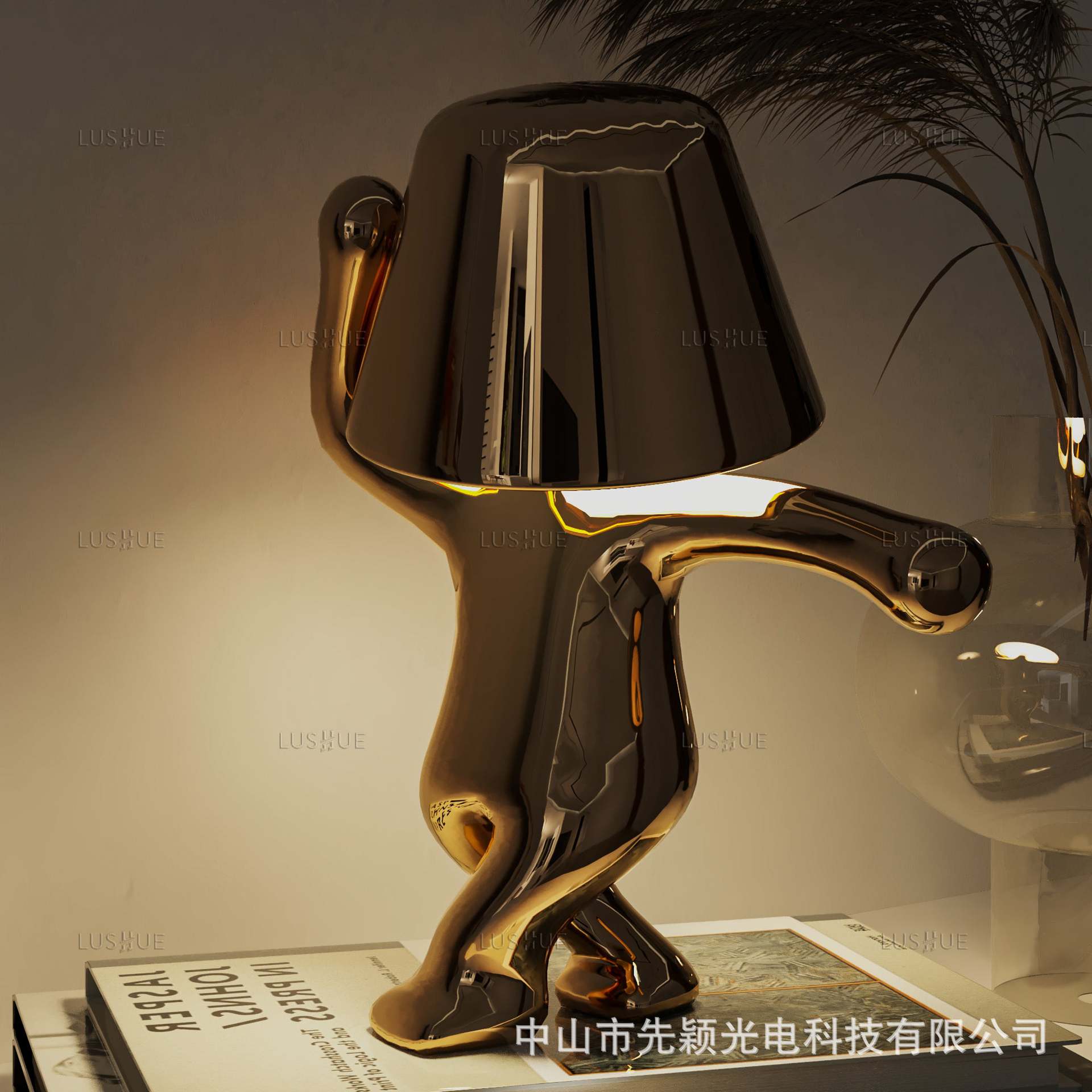 Fábrica transfronteriza Hermanos de oro lámpara de mesa decoración noche luz lámpara pensador