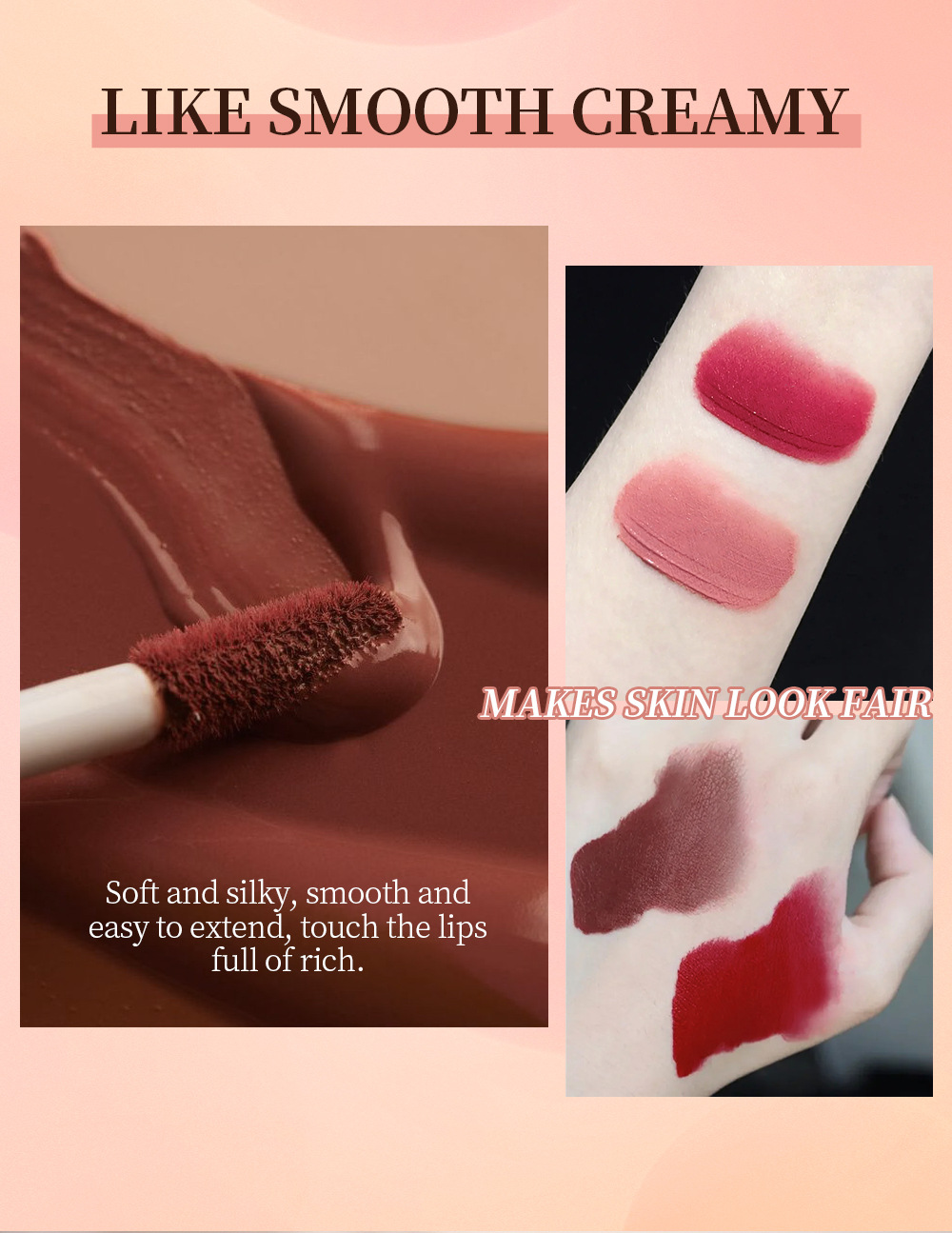 Carina QIBEST mat gloss, stick cups, falmer ikke, langtidsholdbar flydende fugtgivende læbestift, nem at påføre lipgloss makeup_voghion.com