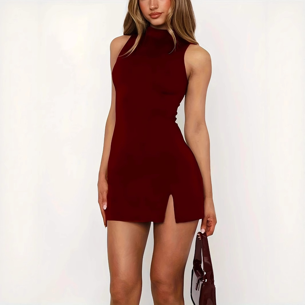 Women's Solid Color Sexy Fashion Dress Spring Summer Basic Sexy Fashion Stitched Dress Vest Integrated Women's Dress