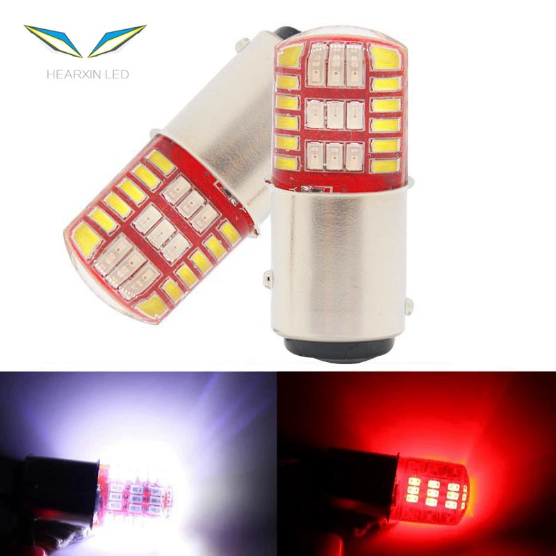 Двухцветные LED-модули для мотоцикла/авто, мигают при торможении, лампа 1157-3014-42SMD из силикона