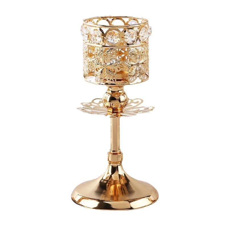 Candelaria europea transfronteriza cristal metal candelabrera decoración ligera de lujo mesa de comedor americana a la luz de las velas accesorios de comida romántica