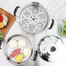 d steamer 3-storey steam cooker pot gas double-layer steamer