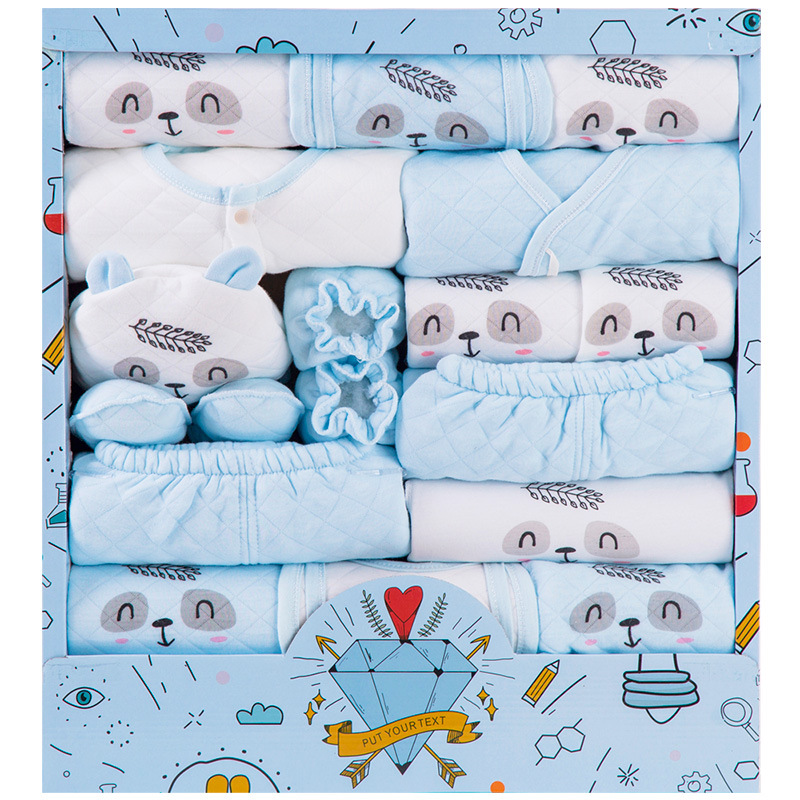 Autumn goods in stock Newborn Spring Newborn Gift box suit Single breasted currency Combed animal pattern clothes