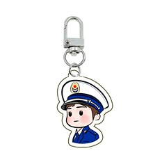 跨境新款2D消防亚克力钥匙扣纪念品挂件卡通书包119宣传警察钥匙
