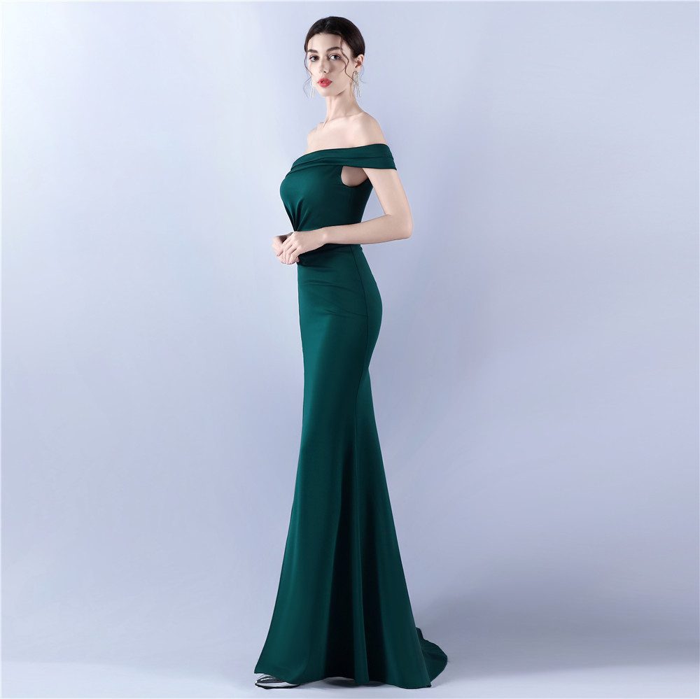Dress Satin off Shoulder Hosting Celebration Annual Party Cocktail Evening Dress