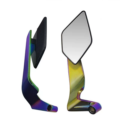 Universal Modified Electric Vehicle Motorcycle New Fixed Wing Rearview Mirror Reversing Mirror Mirror Base Reflective Mirror (Motorcycle rearview mirror) - colorful