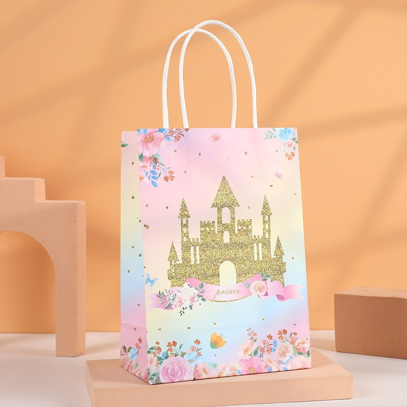 Bolsas de regalo de cumpleaños, bolsas de cartón cartón, bolsas de embalaje para llevar, bolsas de embalaje de regalo de fiesta para niños, bolsas de mano