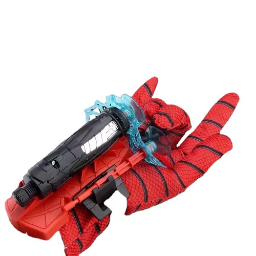 Spider Silk Launcher Children's Spider Hero Costume with Launcher, Adhesive Wall Soft Bullet Gun, Silk Spitting Spray Toy for Boys