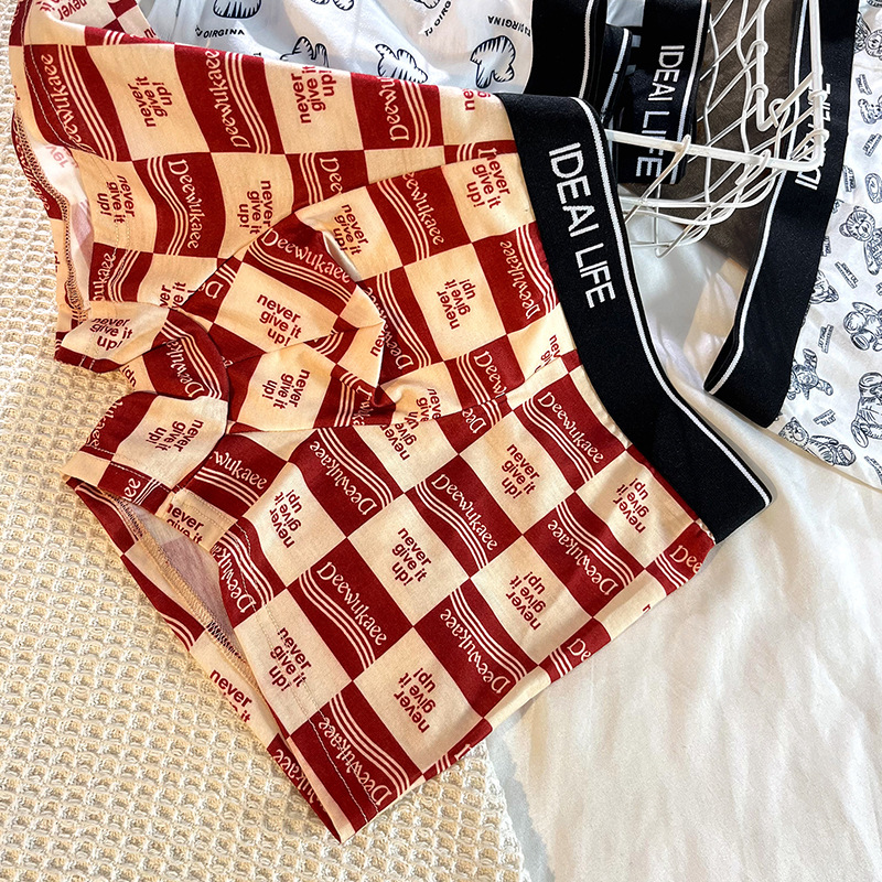 通標批發男士內褲純棉平角褲薄款透氣男生四角褲衩小熊印花短褲潮