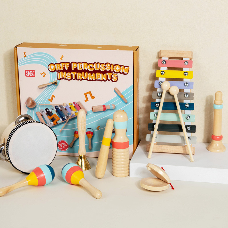 Instrumento musical de simulación para niños de educación temprana Juego de 5 piezas Instrumento de percusión Orff Tocar campana Martillo de arena Juego de música de juguete