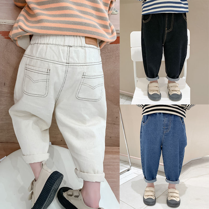 Boys' spring and autumn clothes fashionable jeans 2024 new spring clothes children's girls' sports pants dad pants