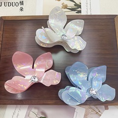 韩版三角梅中号塑料发夹炫彩花朵抓夹后脑勺盘发高级感发饰