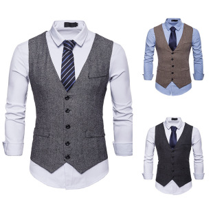 Cross-border men's herringbone single-breasted vest men's suit vest M37P50