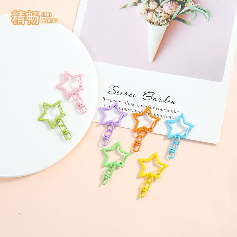 New Colorful Painted Five-Pointed Star Figure-Eight Buckle Keychain Zinc Alloy Jewelry Accessories Connecting Ring Materials Wholesale New Colorful Painted Five-Pointed Star Figure-Eight Buckle Keychain Zinc Alloy Jewelry Accessories Connecting Ring Materials Wholesale