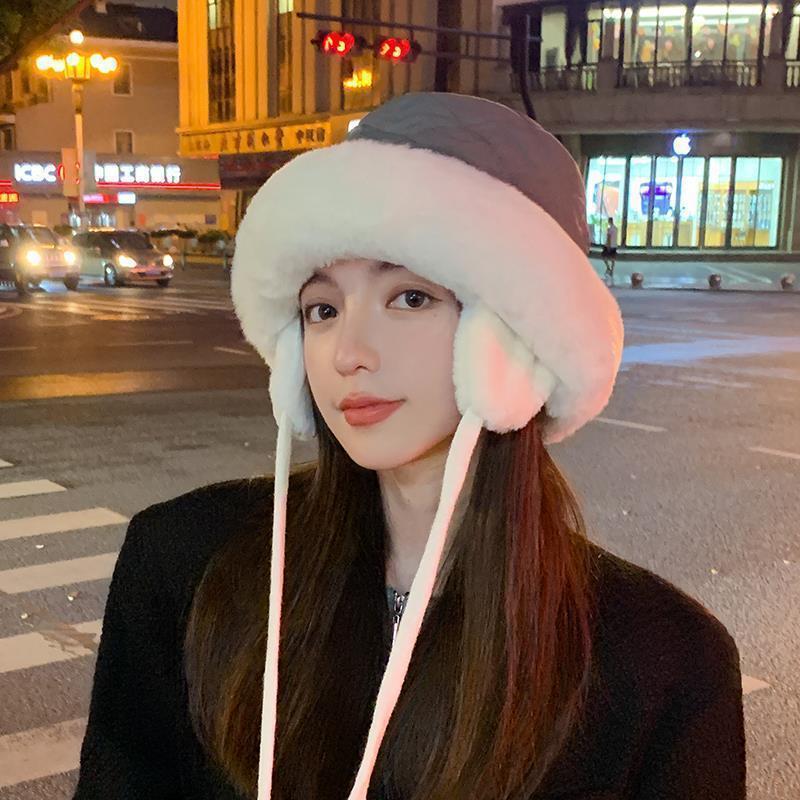 冬天加绒加厚耳罩毛绒雷锋帽子女韩版护耳显脸小东北防寒套头帽潮|undefined