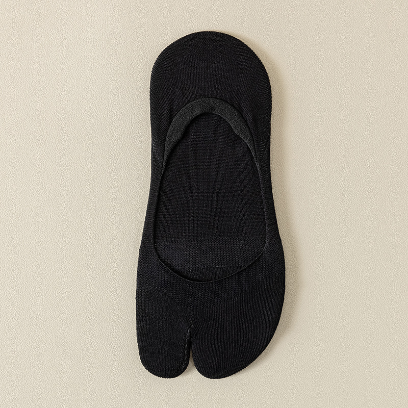 Calcetines de dos dedos Calcetines de verano para mujer, transpirables y absorbentes de sudor, calcetines invisibles de boca baja, calcetines antideslizantes de silicona finos