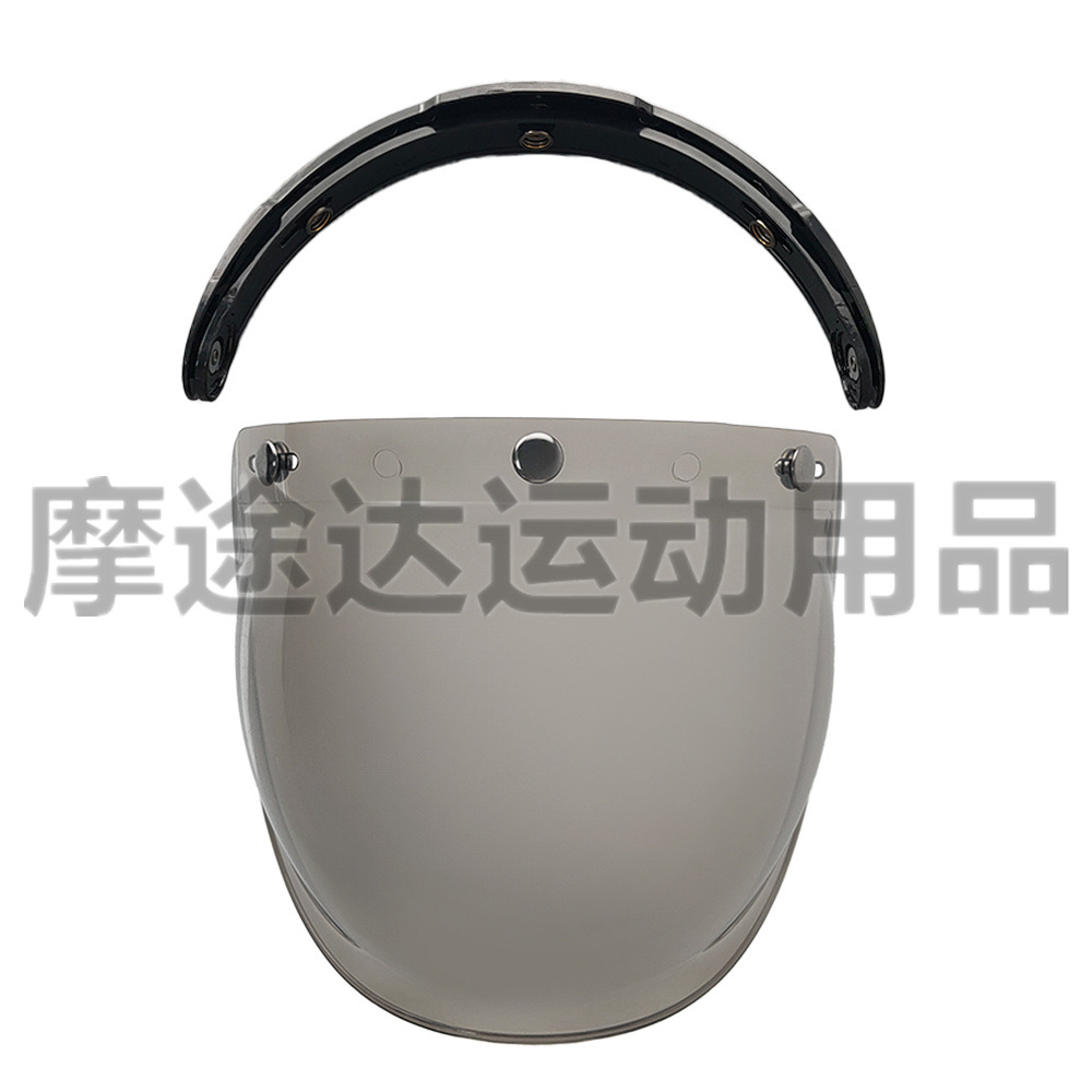 Retro Motorcycle Helmet Lens with Curved Surface, Three-Button Bubble Mirror, Multi-Color Windproof and Uv Protection Shield