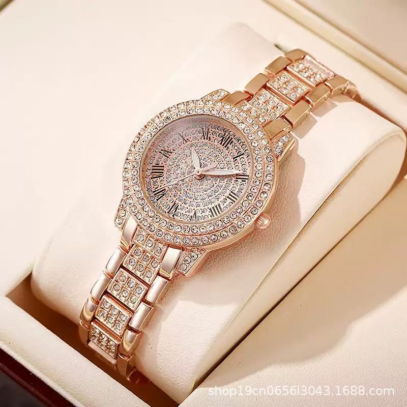 High-End Cornucopia Watch with Starry Sky Design for Women, Steel Strap with Full Diamonds, Elegant Women's Watch with Rhinestones