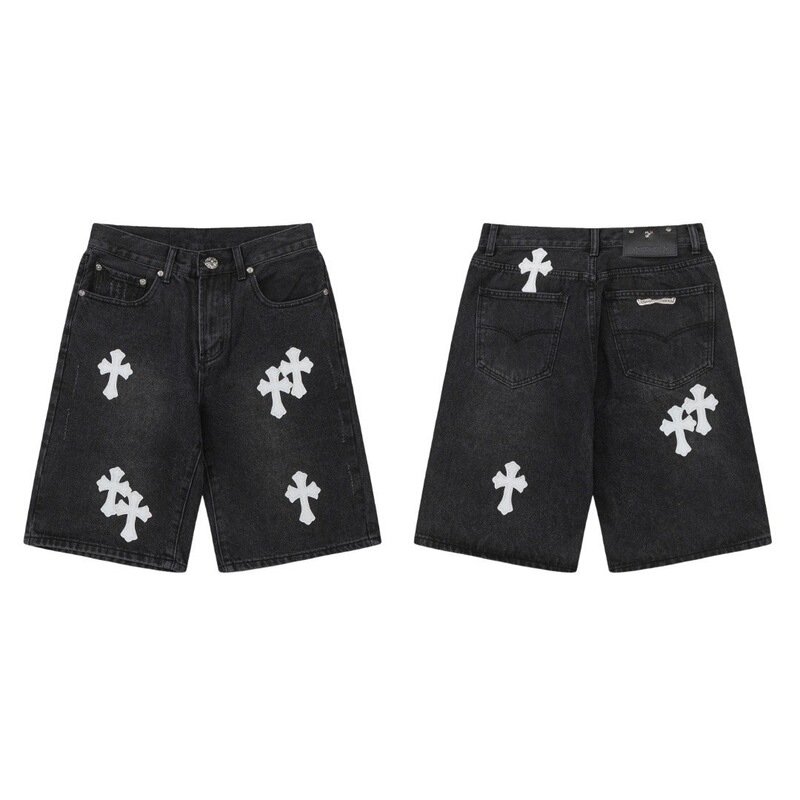 Cro Cross-Border Foreign Trade Spring and Summer Hot-Selling Item Ch Cross-Stitched Leather Cro Denim Shorts Couple Style One-Piece Dropshipping Cro Cross-Border Foreign Trade Spring and Summer Hot-Selling Item Ch Cross-Stitched Leather Cro Denim Shorts Couple Style One-Piece Dropshipping