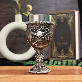 一个死神骷髅红酒杯，镰刀死神不锈钢鸡尾酒杯万圣节个性桌面装饰
