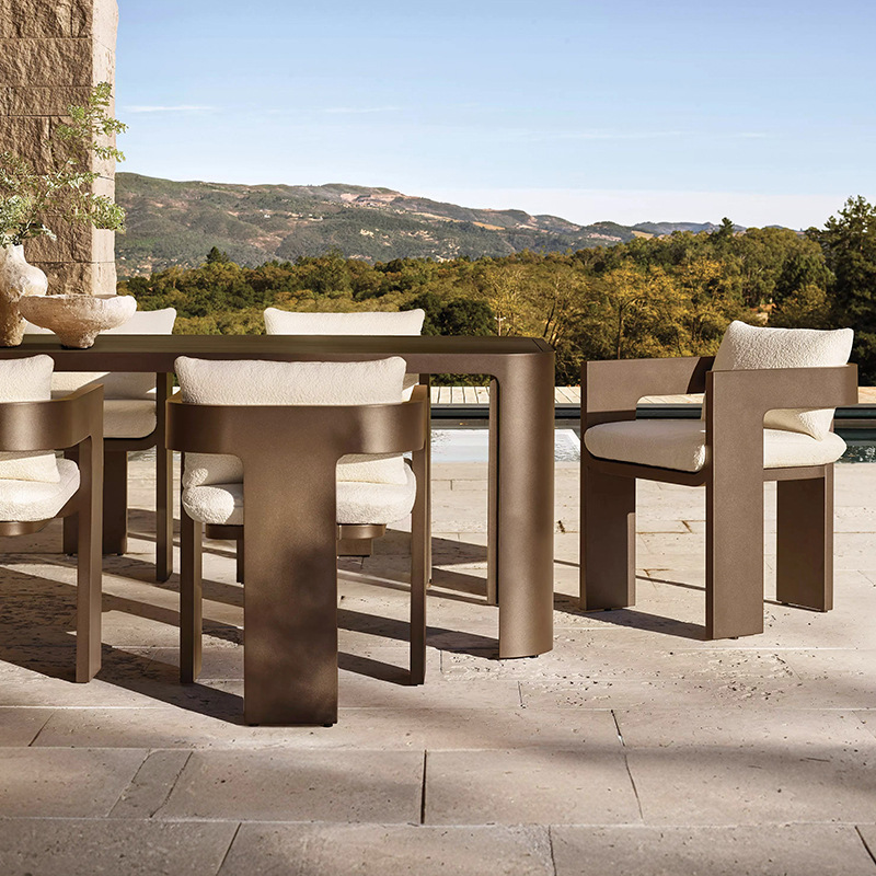 Mesa y sillas de teca al aire libre patio jardín terraza muebles de ocio hotel villa balcón impermeable tabla de madera maciza