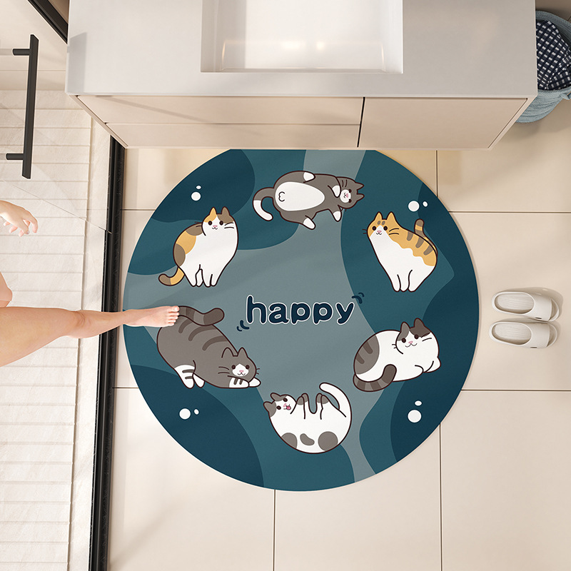 Alfombra de piso de baño redonda lavabo mueble de baño barro de diatomeas alfombra absorbente alfombra de baño alfombra antideslizante alfombra de puerta