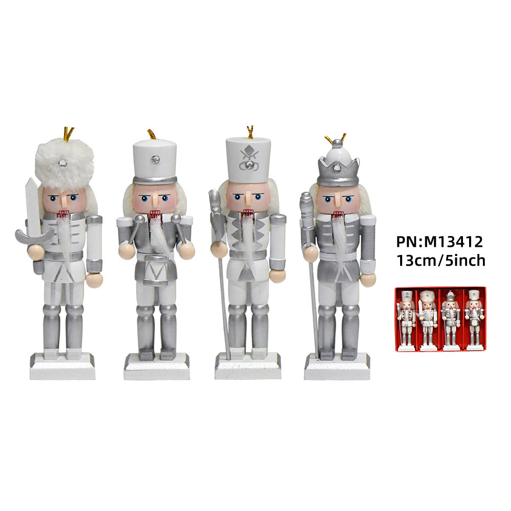 Tráfico fronterizo de madera cascanueces soldados adornos 13cm set tetra dopamina colgante árbol de Navidad hogar marionetas rey