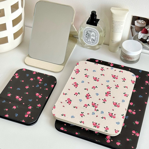 Retro floral foldable small mirror with Instagram style, suitable for student dormitories, households, makeup mirrors, desktop dressing table mirror, portable mirror