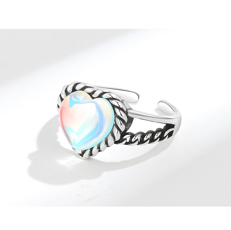 Simple Style Heart Shape Copper Inlay Opal Rings 1 Piece